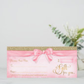 311 Roze Faux Glitter Cadeaubon (Staand voorkant)