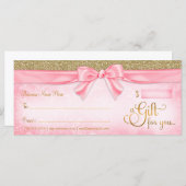 311 Roze Faux Glitter Cadeaubon (Voorkant / Achterkant)