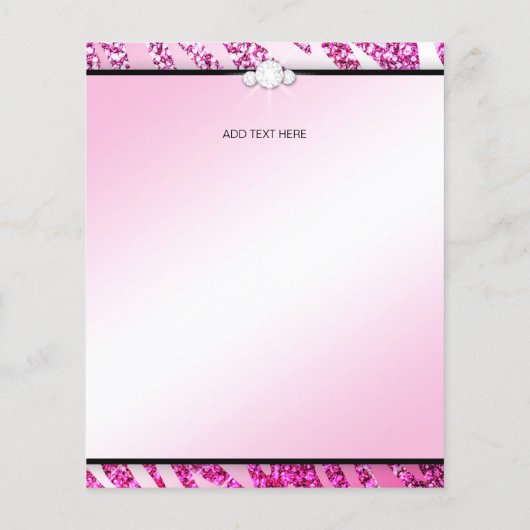 311 Roze Glitter Zebra Flyer (Achterkant)