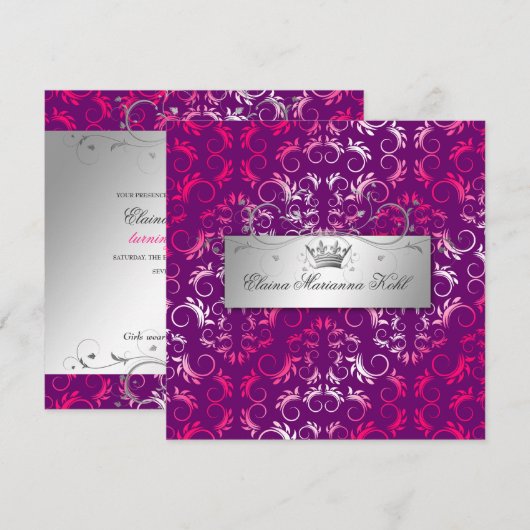 311-roze godin | Paars zoet 16 Kaart (Voorkant / Achterkant)