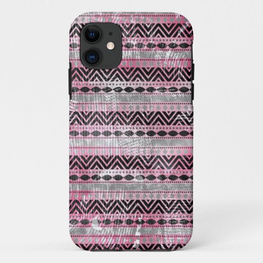 311 Roze grijze Aztec-textuur Case-Mate iPhone Case (Achterkant)