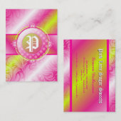 311-roze Limoen-suikermonogram Visitekaartje (Voorkant / Achterkant)