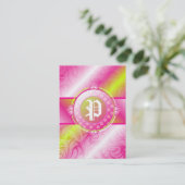 311-roze Limoen-suikermonogram Visitekaartje (Staand voorkant)