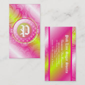311-roze Limoen-suikermonogram Visitekaartje (Voorkant / Achterkant)