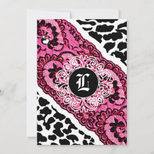 311-Roze Luipaard en Kant Uitnodiging