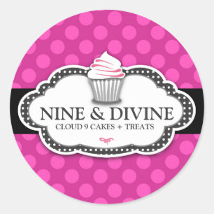 311 Roze Stippen Cupcakes Ronde Sticker