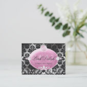 311 Roze vuilnis Monogram Blackberry Damask Visitekaartje (Staand voorkant)