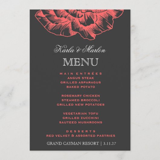 311 Ruffled Peony Coral Melon Menu (Voorkant)