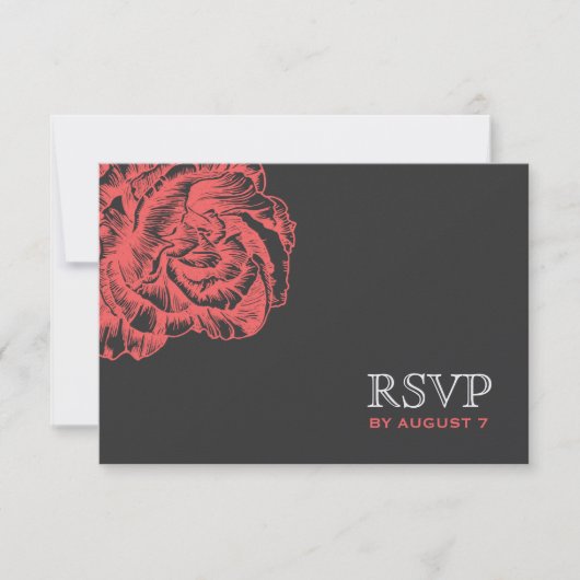 311 Ruffled Peony Coral Melon RSVP Kaartje (Voorkant)