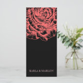 311 Ruffled Peony Coral Melon & Zwart Programmakaart (Staand voorkant)