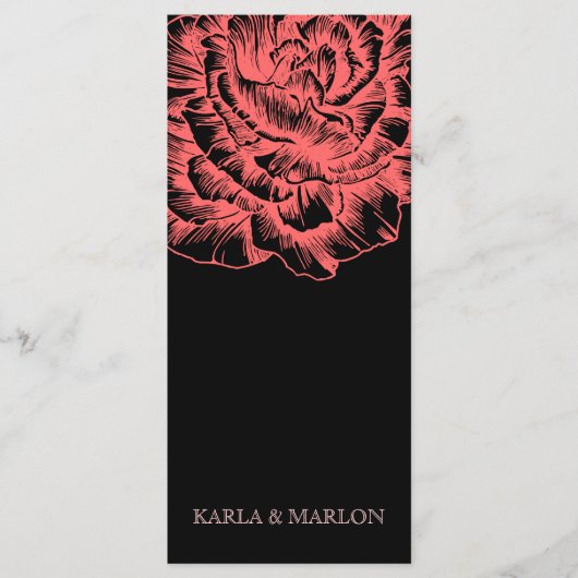 311 Ruffled Peony Coral Melon & Zwart Programmakaart (Voorkant)