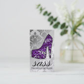 311 Sass Hot Paars Leopard Hiel Visitekaartje (Staand voorkant)