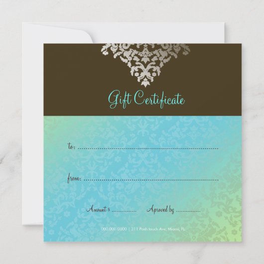 311 Schitterende Damask Turquoise & Lime (Achterkant)