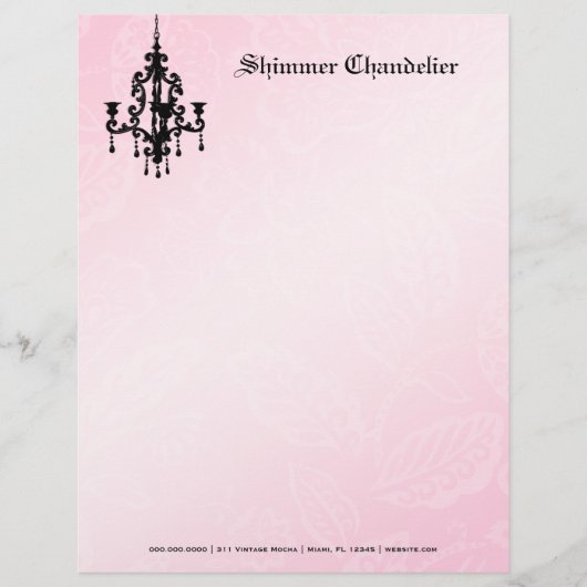 311-Shimmer Chandelier Pink Persoonlijk Briefhoofd (Voorkant)