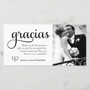 311 Sierlijke Gracias Fotokaart met Hart Bedankkaart