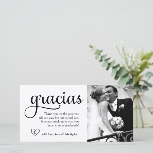 311 Sierlijke Gracias Fotokaart met Hart Bedankkaart (Staand voorkant)
