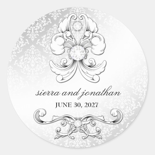 311-Silver Diamond Luxe Damask Sticker (Voorkant)