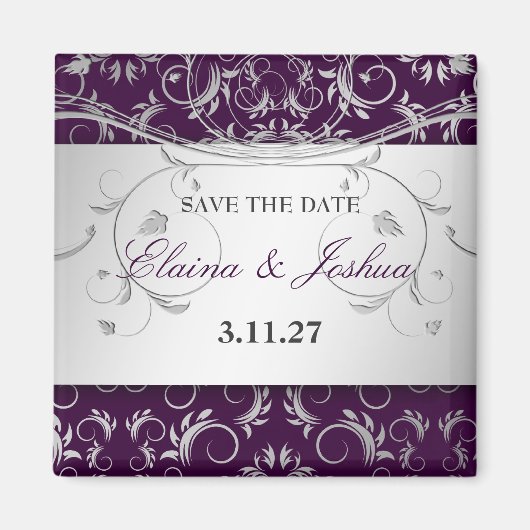 311-Silver Divine | Aubergine Save the Date Magneet (Voorkant)