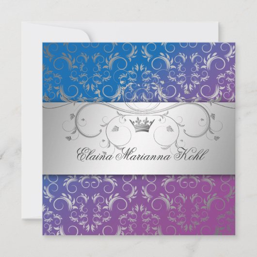 311-Silver Divine Blue Bliss Sweet 16 Kaart (Voorkant)