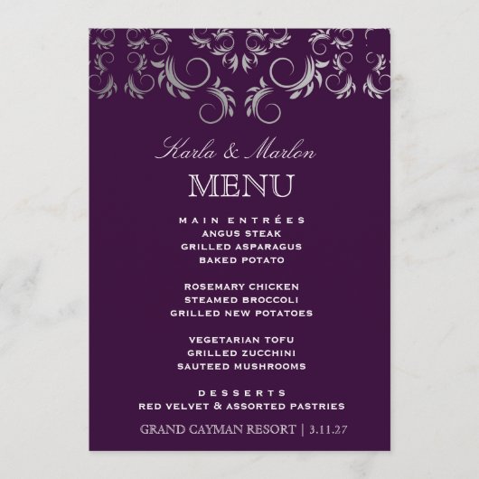 311 Silver Divine Eggplant Menu (Voorkant)