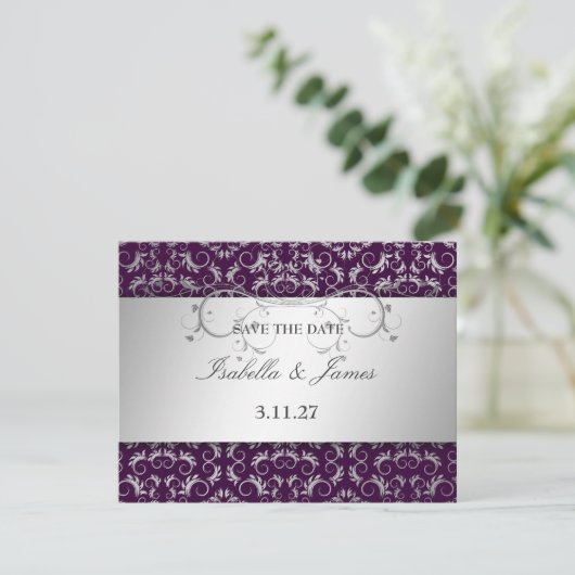 311 Silver Divine Eggplant Save the Date (Staand voorkant)