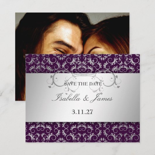 311 Silver Divine Eggplant Save the Date (Voorkant / Achterkant)