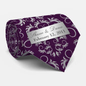 311-Silver Divine Eggplant Stropdas Kleiner afdruk (Opgerold)