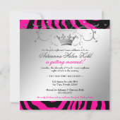 311-Silver Divine Hott Pink Zebra Bachelorette Kaart (Achterkant)