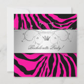 311-Silver Divine Hott Pink Zebra Bachelorette Kaart (Voorkant)