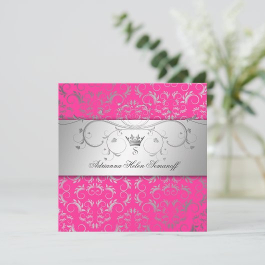 311-Silver Divine Hott Roze Kaart (Staand voorkant)