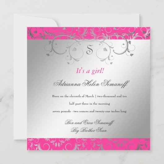 311-Silver Divine Hott Roze Kaart (Achterkant)