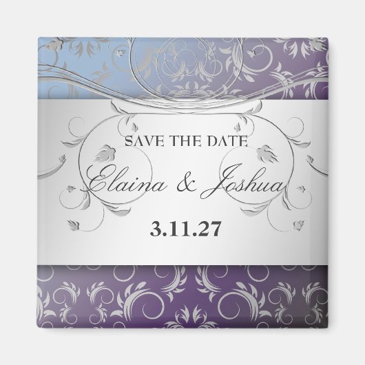 311-Silver Divine Hydrangea Save the Date Magneet (Voorkant)