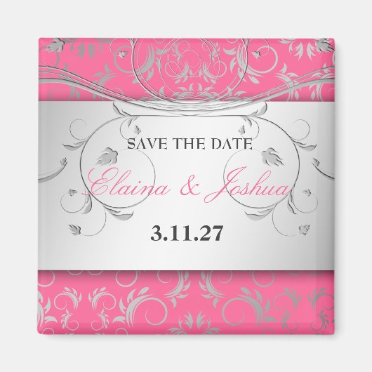 311-Silver Divine | Luscious Pink Save the Date Magneet (Voorkant)
