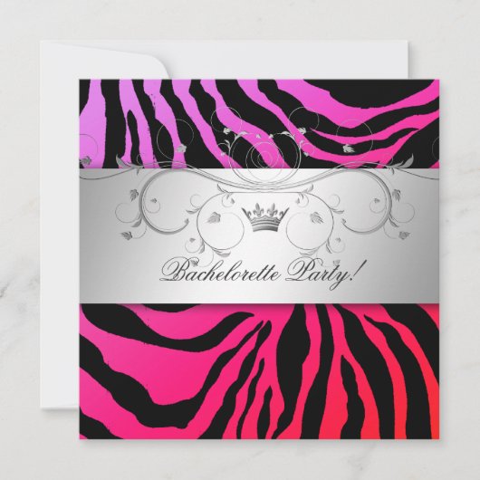 311-Silver Divine Paars Punch Zebra Bachelorette Kaart (Voorkant)