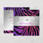 311-Silver Divine Paars Radian Zebra Bachelorette Kaart (Voorkant / Achterkant)