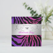 311-Silver Divine Paars Radian Zebra Bachelorette Kaart (Staand voorkant)