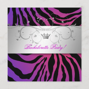 311-Silver Divine Paars Radian Zebra Bachelorette Kaart