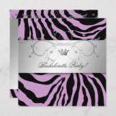 311-Silver Divine Paars Zebra Bachelorette Kaart (Voorkant / Achterkant)