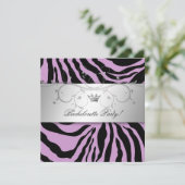 311-Silver Divine Paars Zebra Bachelorette Kaart (Staand voorkant)