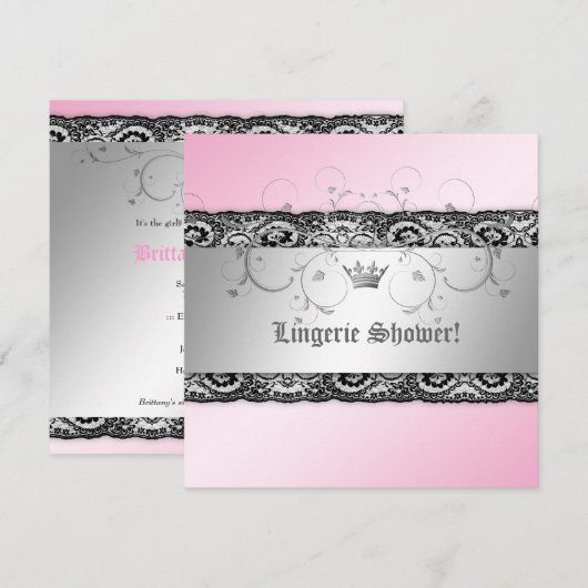 311-Silver Divine Pink Shimmer Lingerie met kant Kaart (Voorkant / Achterkant)