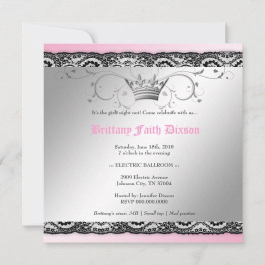 311-Silver Divine Pink Shimmer Lingerie met kant Kaart (Achterkant)