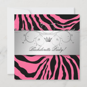 311-Silver Divine Pink Zebra Bachelorette Kisses Kaart