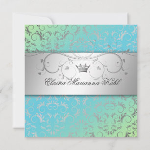 311-Silver Divine Turquoise Limoen Sweet 16 Kaart