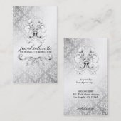 311-Silver Luxe Elegance Damask Visitekaartje (Voorkant / Achterkant)