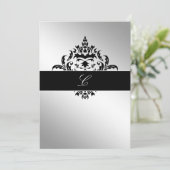 311-Simplisticly Elegant Damask Silver Kaart (Staand voorkant)