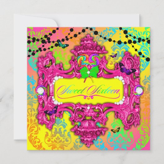 311 Snoep Wonderland Pink Sweet 16 Kaart (Voorkant)