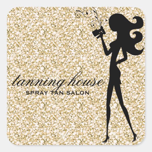 311 Spray Tan Fashionista Silhouette Faux Gold Vierkante Sticker (Voorkant)