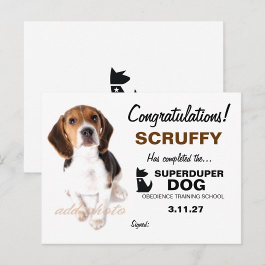 311-Super Duper Dog Certificaat Briefkaart (Voorkant / Achterkant)