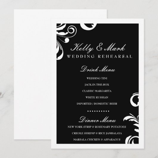 311-Swanky Swirl Dinner / Menu Drink Black (Voorkant / Achterkant)