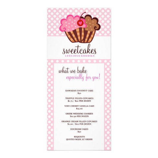 311 Sweet Cakes Cupcake Rackcard Reclamekaart (Voorkant)